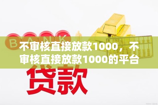 不审核直接放款1000，不审核直接放款1000的平台
